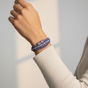 Purple Suede & Rhinestone Wrap Bracelet